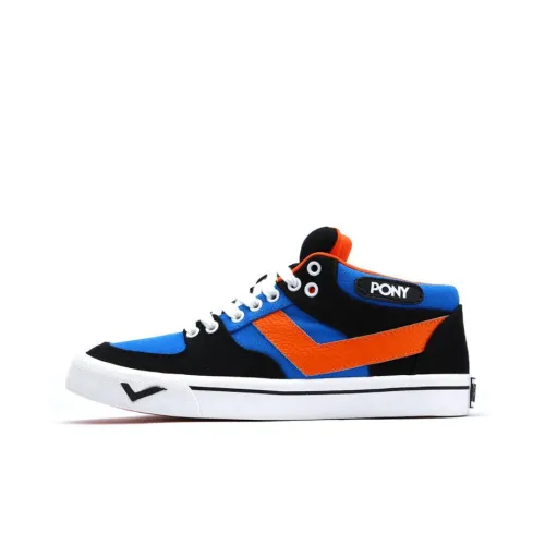 Pony Atop Skateboard Shoes Men Low-Top Black Blue