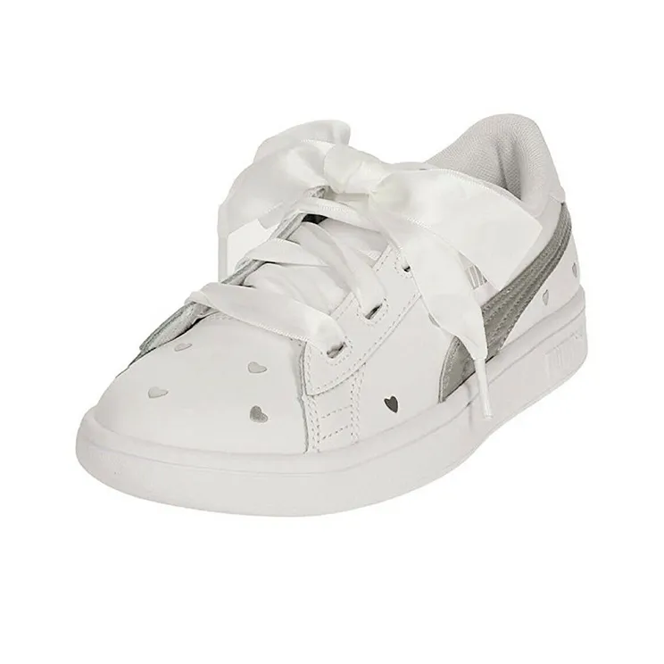 PUMA Smash V2 Ribbon Retro Low Tops Casual Skateboarding Shoes White Women's-2