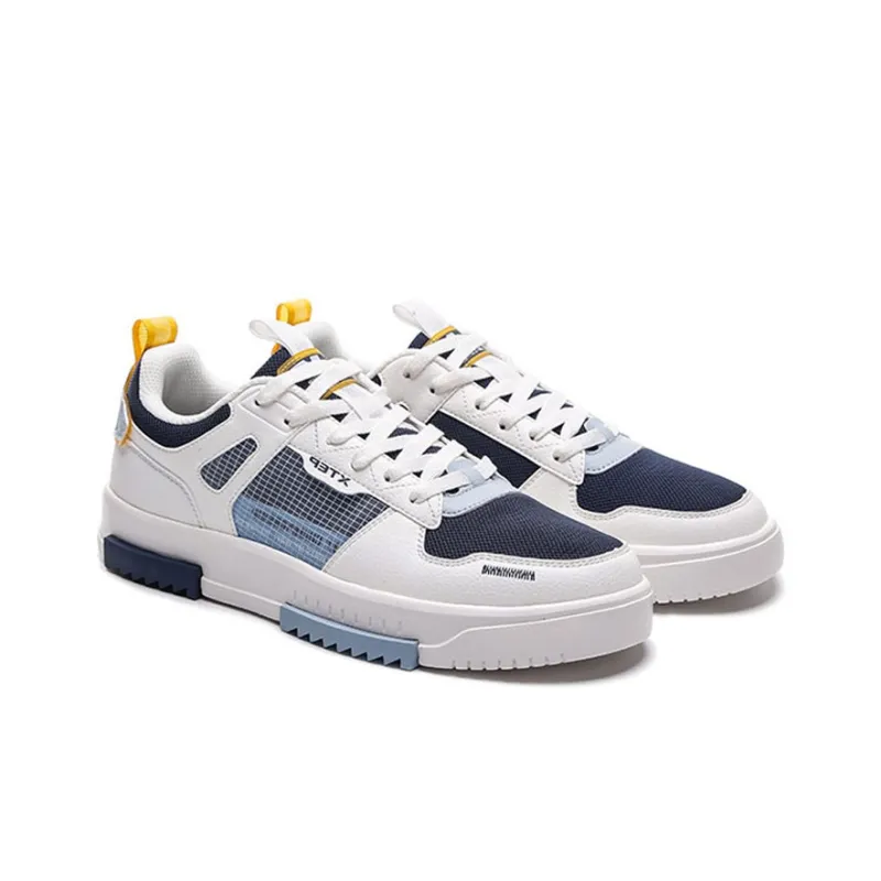 XTEP Slip Resistant Low Top Skateboard Shoes Men's Beige Blue-2