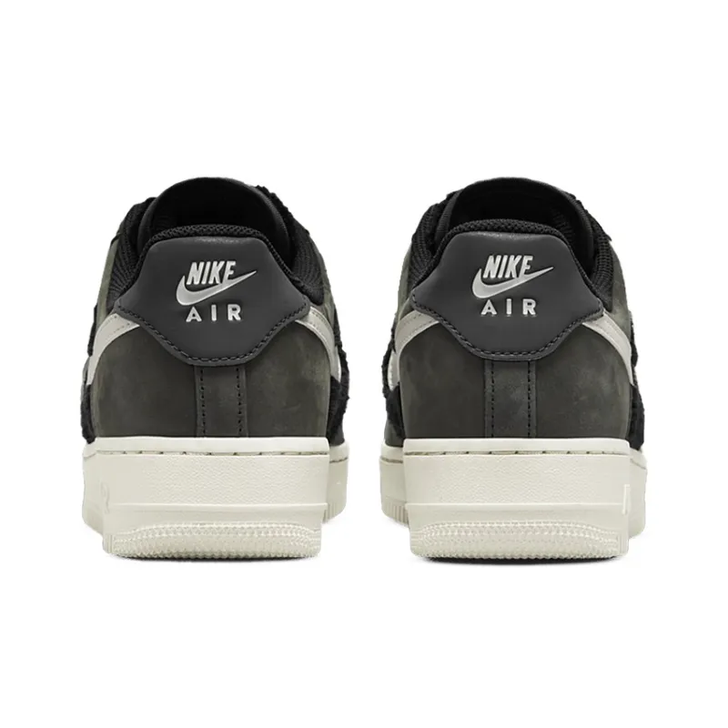 Nike Air Force 1 Low Black Light Bone Faux Fur Women's-4