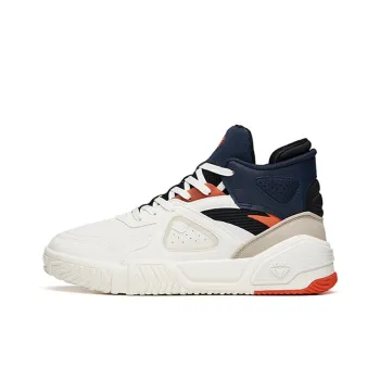 Anta Life Collection Flame Cushioning Wear Resistant High Top Skateboard Shoes Men's White Black Orange