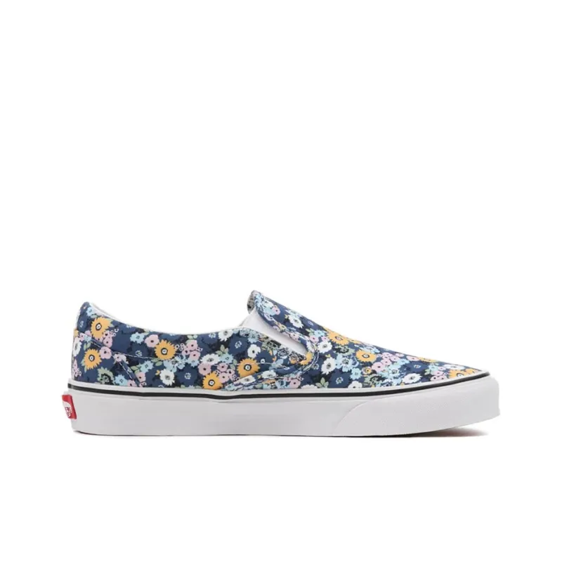 Vans Floral Classic Slip On 'Blue Yellow' Women's-1