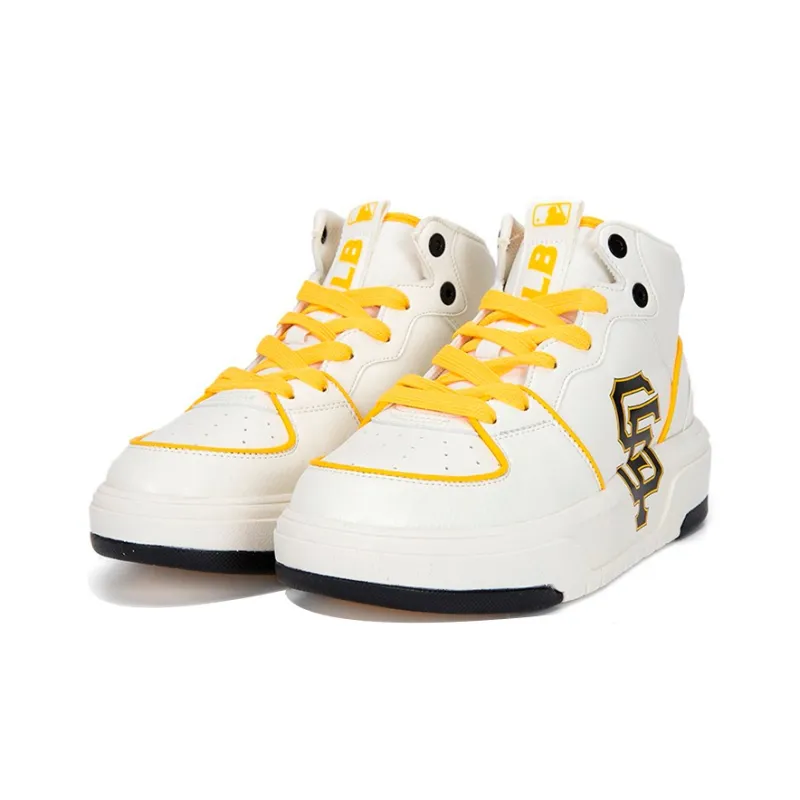 MLB Chunky Liner High Slip Resistant Cushioning Wear Resistant Mid Top Skateboard Shoes Unisex White Yellow-2