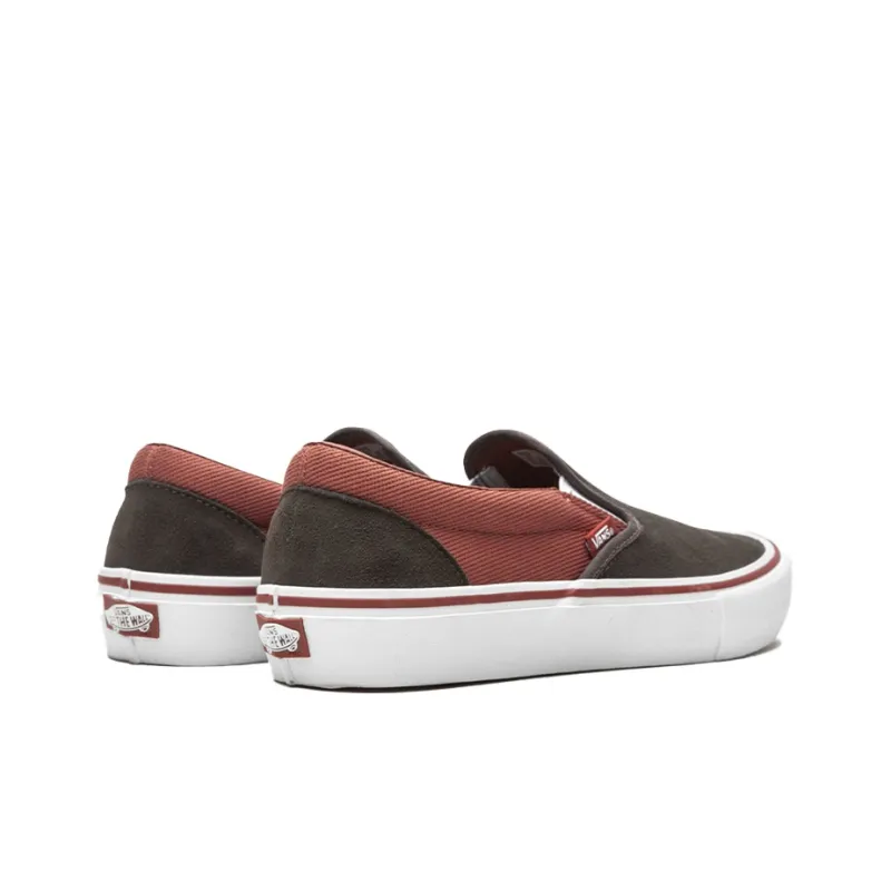 Vans Slip on Breathable Wear Resistant Non Slip Low Top Casual Skate Shoes Brown Red-2