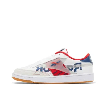 Reebok Club C 85 Lightweight Cozy Low Top Casual Skate Shoes White Red Blue