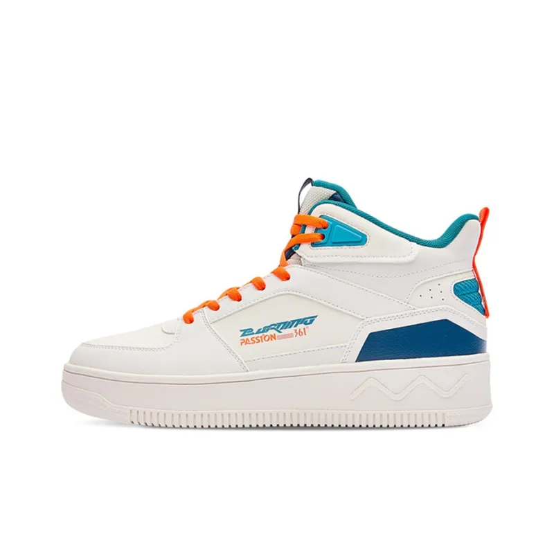 361° Burning Tide 1 High Top Skateboard Shoes Men's White Cyan-0