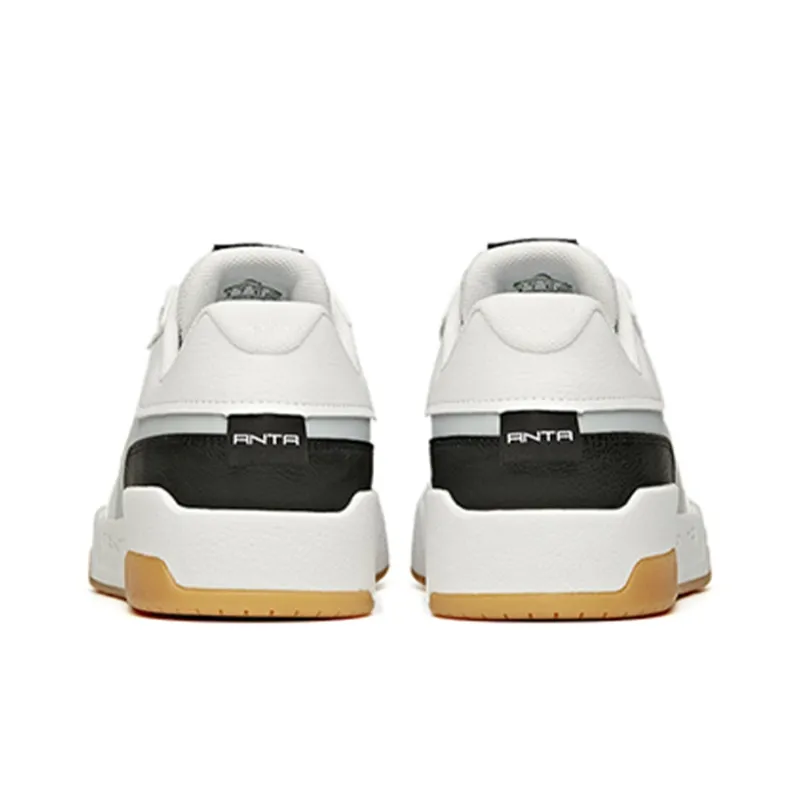 Anta Coverage Anti-Slip And Wear-Resistant Lightweight Low-Top Skateboard Shoes Men's White Gray Black-4