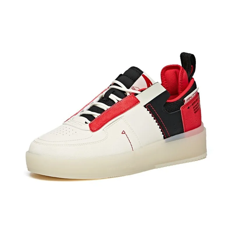 Anta Slip Resistant Cushioning Low Top Skateboard Shoes Men's Red White-1