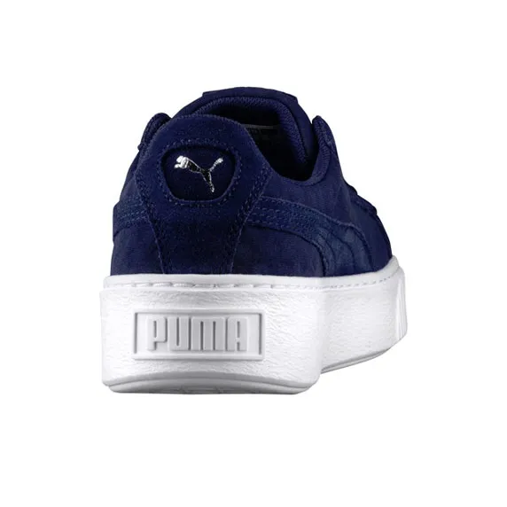 PUMA Basket Sneakersy Platform Coverage Cushioning Lightweight Low Top Skateboard Shoes Women's Blue-2