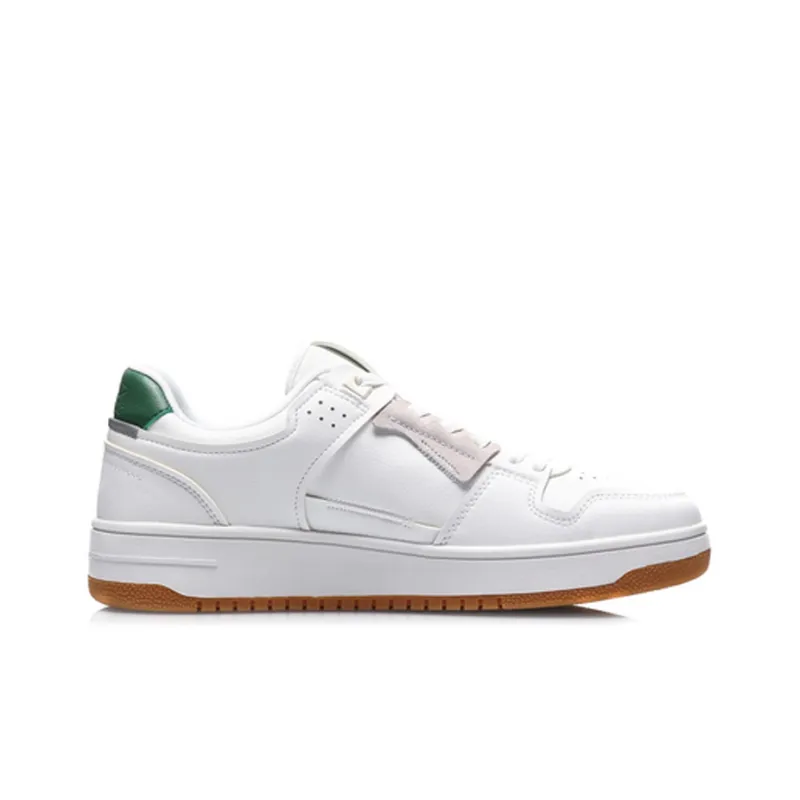 LiNing Tianji Slip Resistant Cushioning Abrasion Resistant Breathable Low Top Skateboard Shoes Men's White Green-1