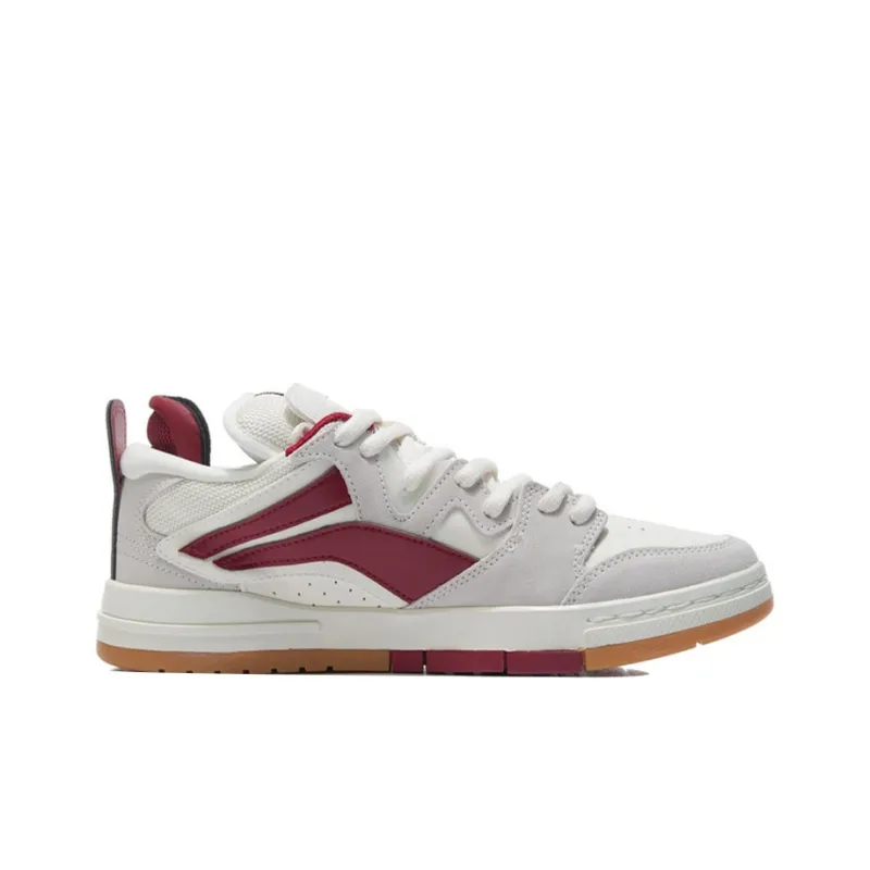 LiNing Wave Pro Anti Slip Wear Resistant Low Top Skateboard Shoes Men's White Red-1