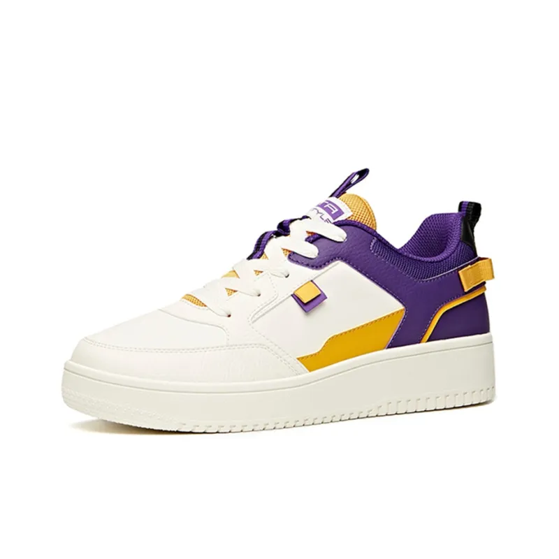 Anta Slip Resistant, Abrasion Resistant, Lightweight Low Top Skateboard Shoes Men's White Purple Yellow-2