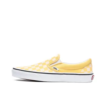 Vans Checkerboard Classic Slip On Sneakers Yellow Women's