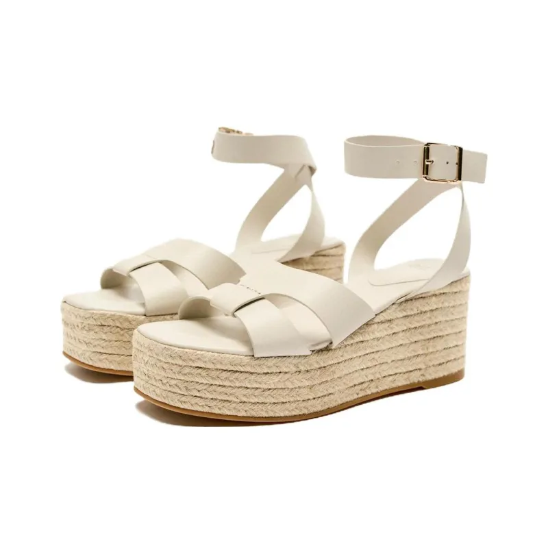 ZARA Strap Sandals Women's Light Beige Yellow-1
