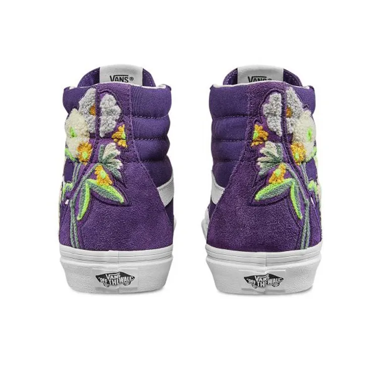 Vans SK8 HI Floral Boucle Sneaker In Violet Indigo/ True White Women's-4