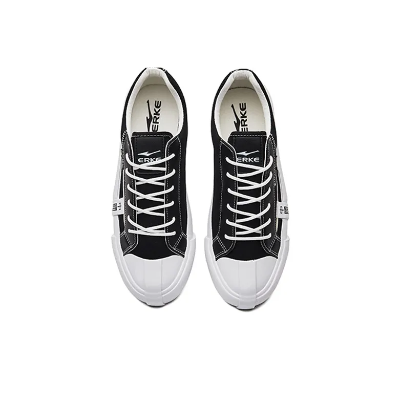 Erke China Fortune Blessing Wear Resistant Low Top Skateboard Shoes Women's Black White-2