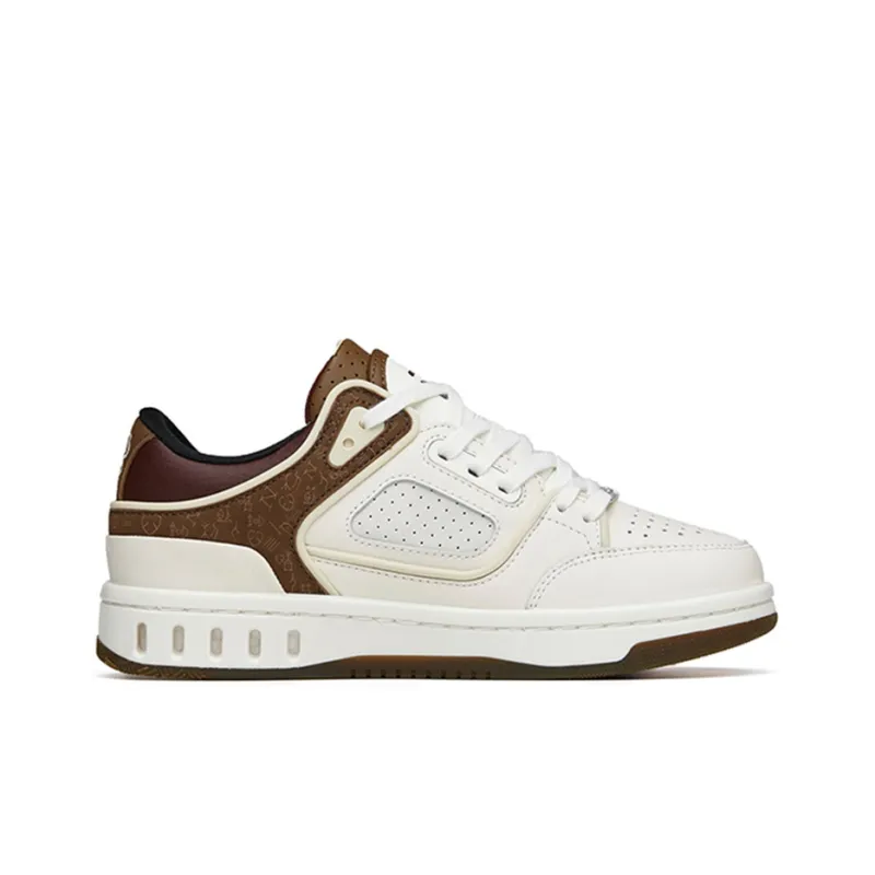 Anta Low Top Skateboard Shoes Women's White Brown Valentine's Day Limited Edition Carved In The Heart-1