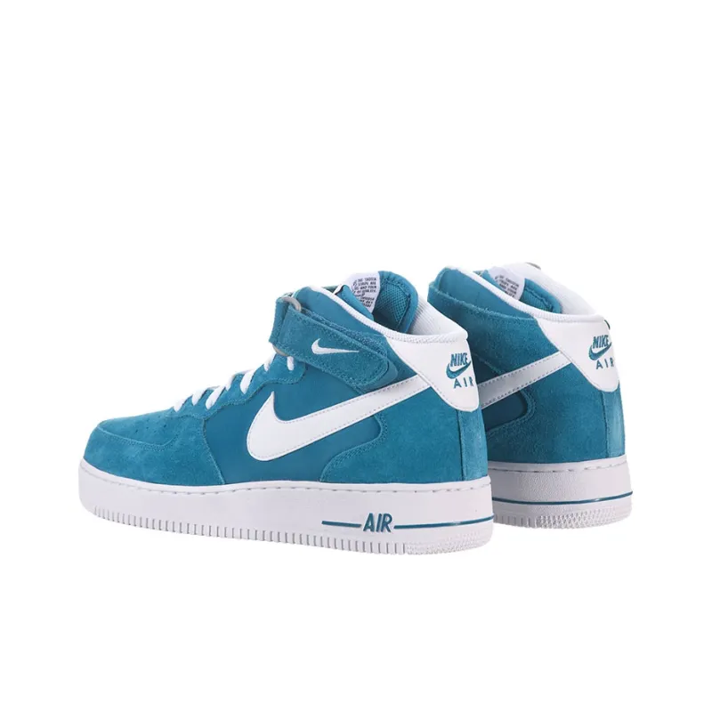 Nike Air Force 1 Skateboard Shoes Men Mid-Top Blue/White-3