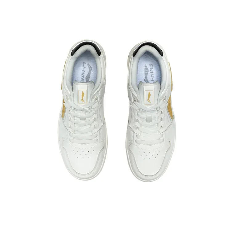 LiNing Tianji Slip Resistant Cushioning Wear Resistant Breathable Low Top Skateboard Shoes Men's White Yellow-3