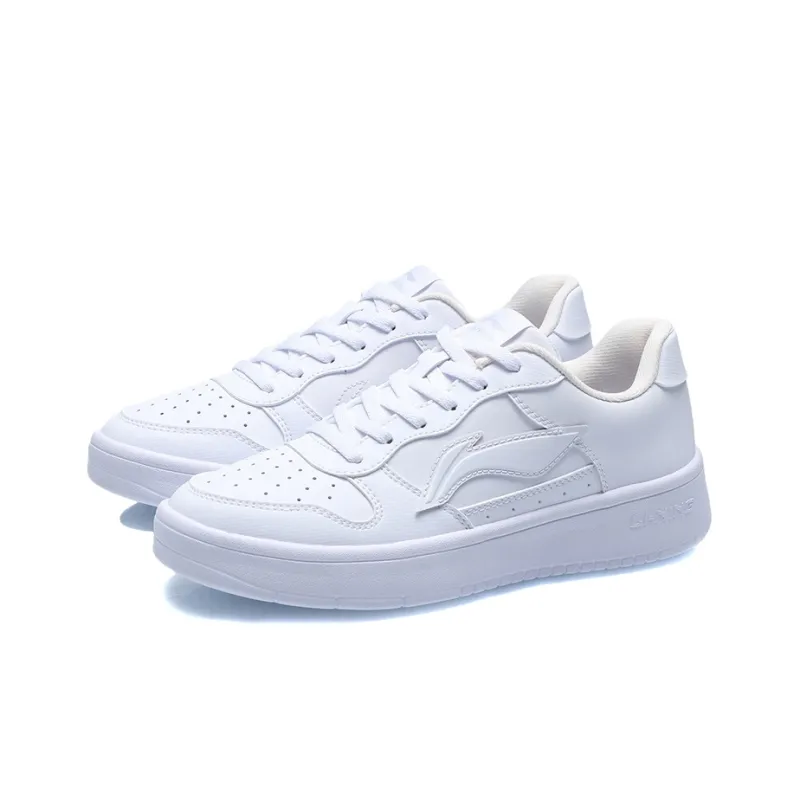 LiNing Pontoon Boats Anti Slip Wear Resistant Breathable Height Increasing Low Top Skateboard Shoes Women's White-2