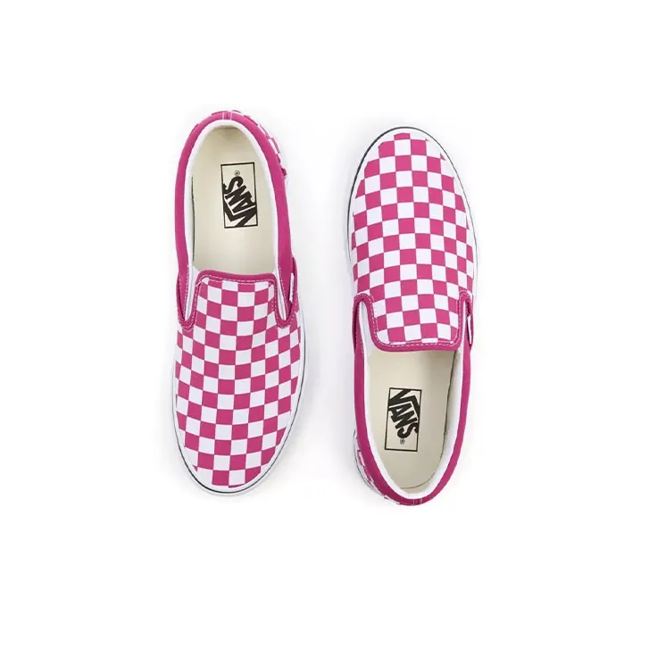 Vans Classic Slip On Checkerboard Fuchsia Red-3