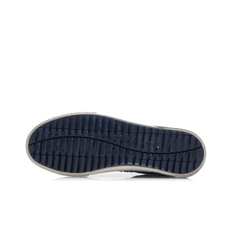 LiNing Medal Slip-Resistant Lightweight Wear-Resistant High-Top Skateboard Shoes White Blue-4