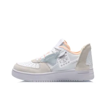LiNing CF Disordered Anti Slip Wear Resistant Low Top Skateboard Shoes White Gray Pink