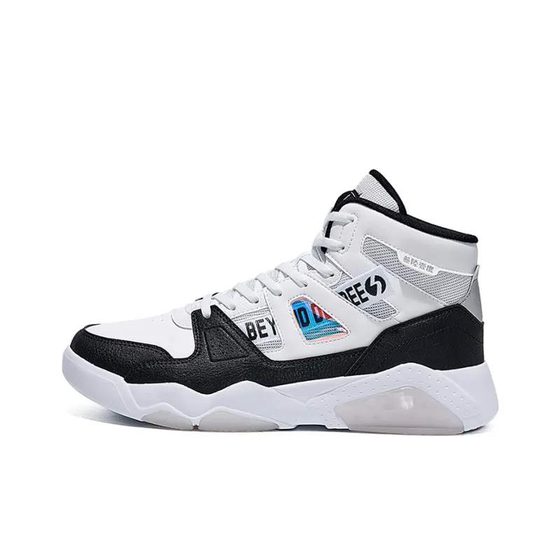 361° Xingran Durable Breathable High Top Skateboard Shoes Men's White Black-0