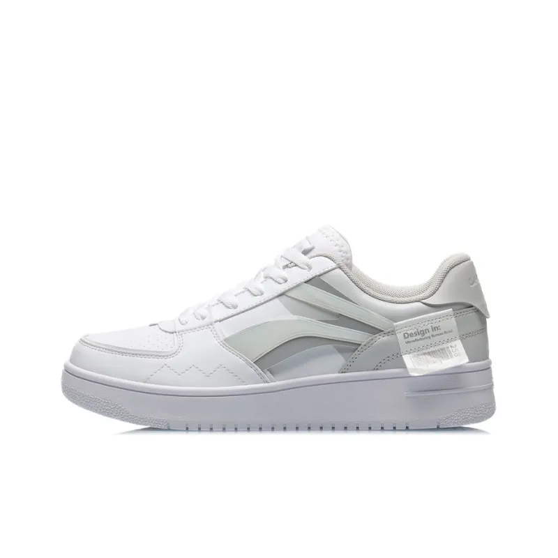 LiNing Versatile Strategy Anti Slip Wear Resistant Low Top Skateboard Shoes Men's White Gray-0