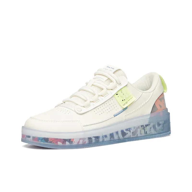Anta Life Collection Jelly Shoes Coverage Slip Resistant And Abrasion Resistant Low Top Skateboard Shoes White Green-1