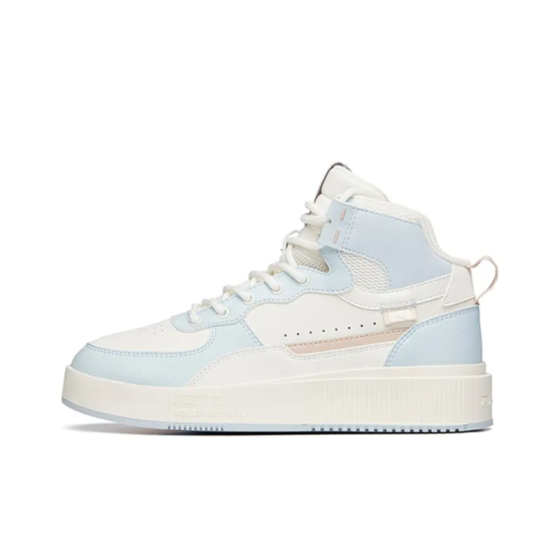 Anta Anti Slip And Wear Resistant Lightweight High Top Skateboard Shoes Women's White Blue-0