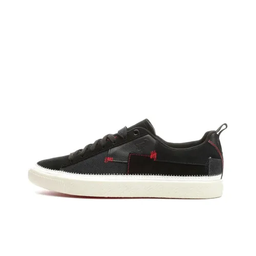 PUMA Clyde Skateboard Shoes Unisex Low-Top Black/White/Red