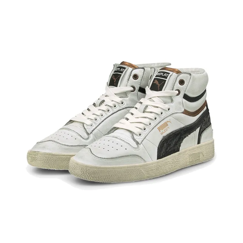 PUMA Replay X PUMA Ralph Sampson Mid Shoes Black/White/Gold-2