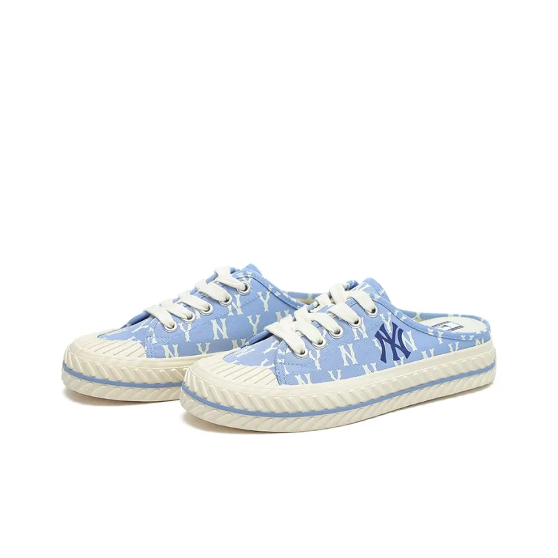 MLB Playball Mule Monogram Wear Resistant Low Top Skateboard Shoes Unisex Blue-2