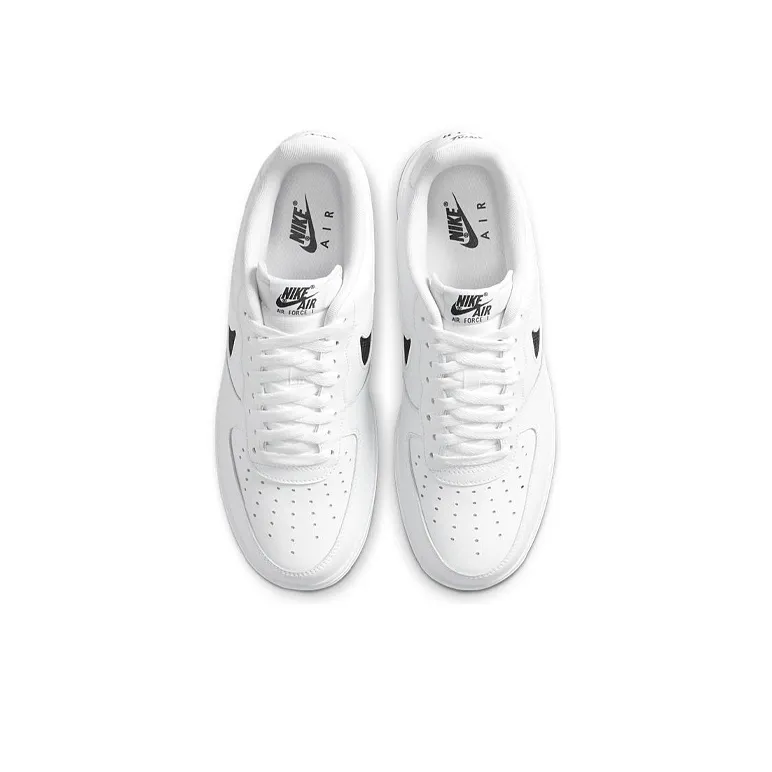 Nike Air Force 1 Low Cut Out Swoosh White Black - POIZON