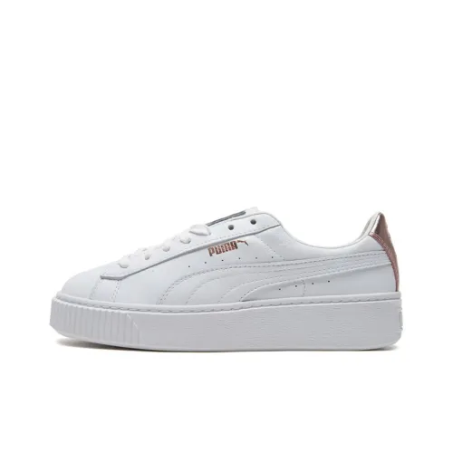 PUMA Basket Series Skateboard Shoes Women's Low-Top White