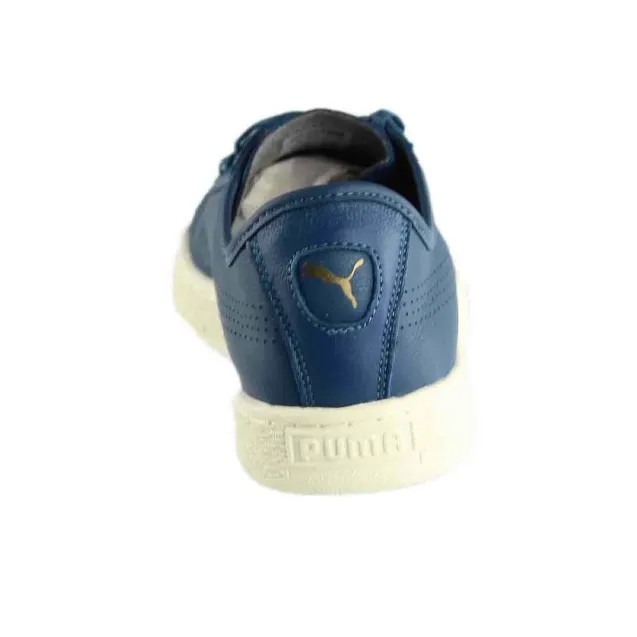 PUMA Basket Classic Soft Lace Up Coverage Slip-Resistant Cushioning Support Low-Top Skateboard Shoes Men's Blue-3