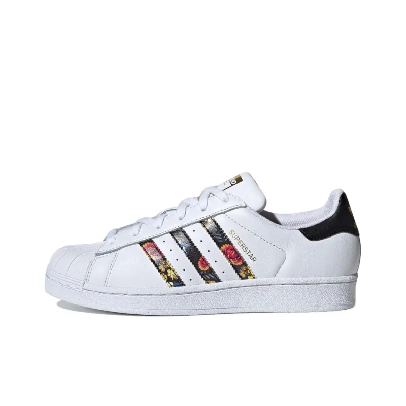 Adidas Superstar White Black Foral Stripes Women's-0