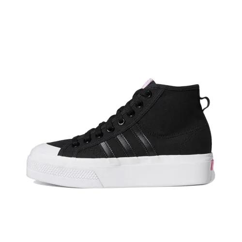 Adidas Nizza Platform Mid Black White Pink Women's