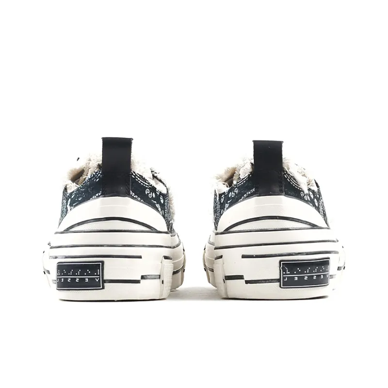 VESSEL G.O.P. Lows Paisley Anti Slip Wear Resistant Lightweight Breathable Low Top Skateboard Shoes Unisex Black White-4