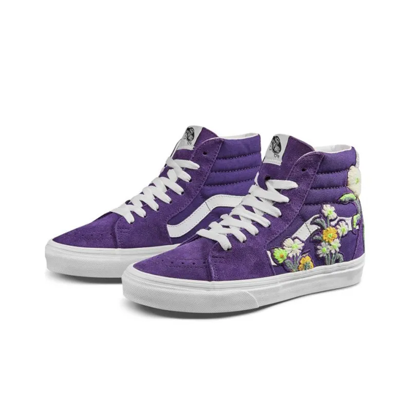 Vans SK8 HI Floral Boucle Sneaker In Violet Indigo/ True White Women's-2