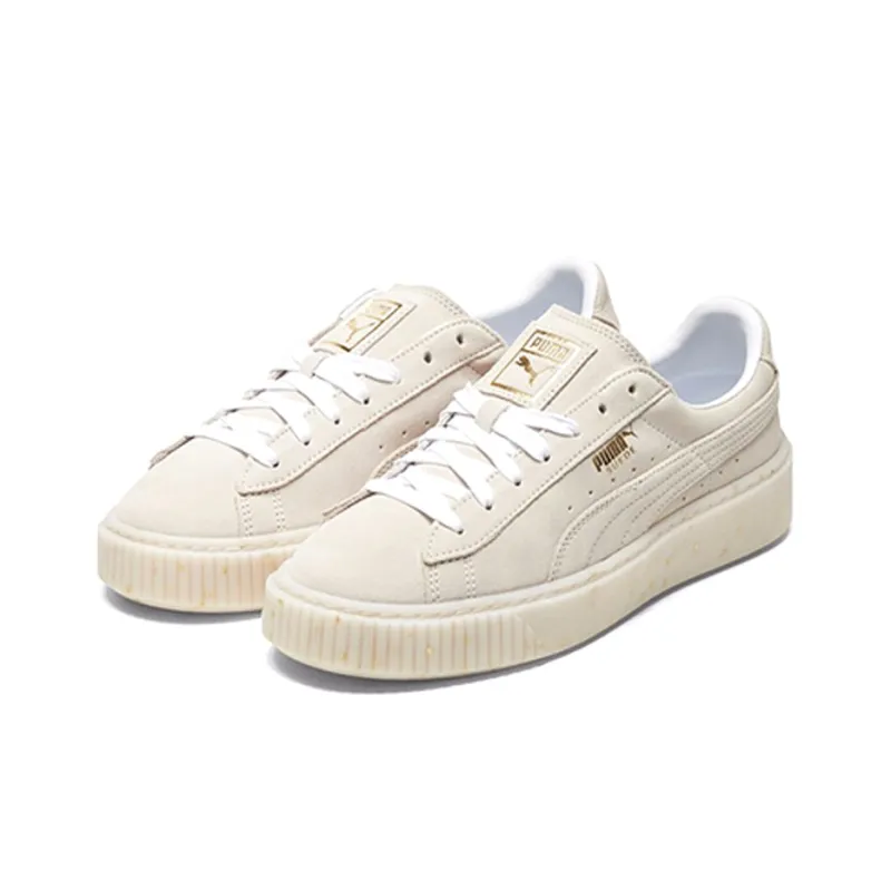 PUMA Suede Platform Buff/Gold Board Shoes Women's-2