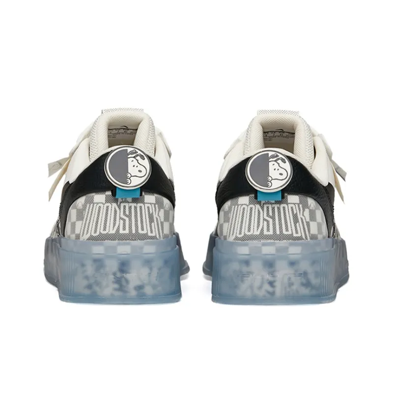 SNOOPY x Anta Durable Breathable Low Top Skateboard Shoes Men's White-3