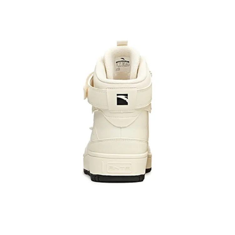 Anta Slip Resistant High Top Skateboard Shoes Men's Light Beige White-3