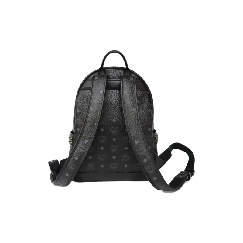 MCM Stark Backpack Visetos Side Studs Small/Medium Black-3