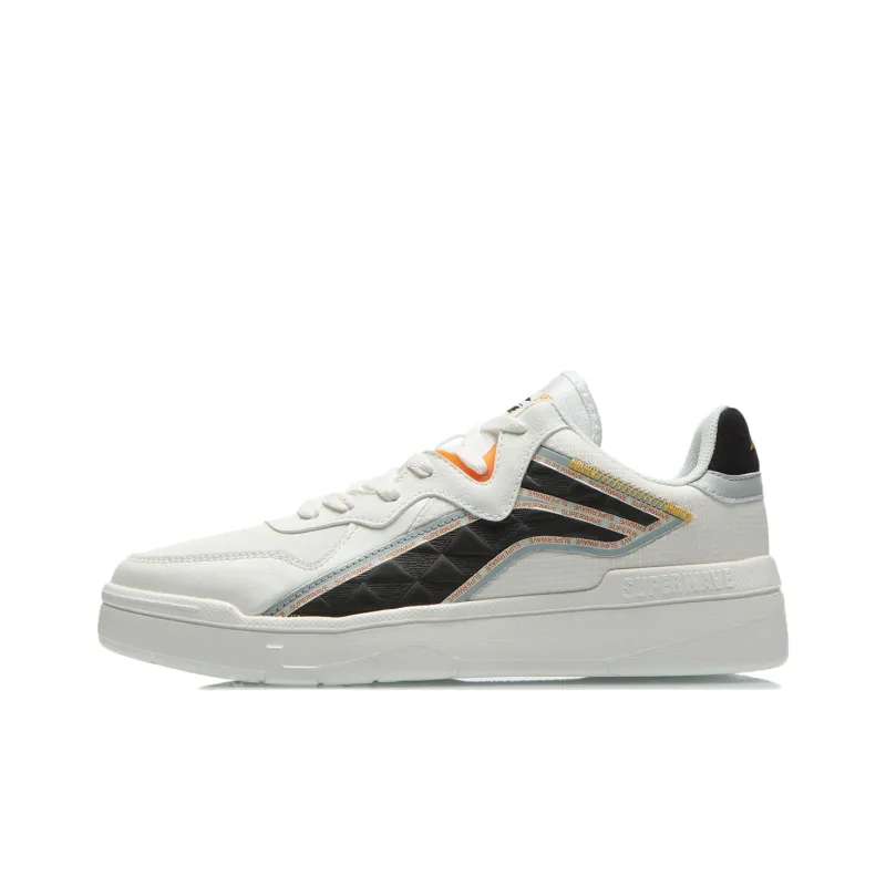 LiNing Wave Superwave Lite Anti-Slip Wear-Resistant Low-Top Skateboard Shoes Beige White Black-0
