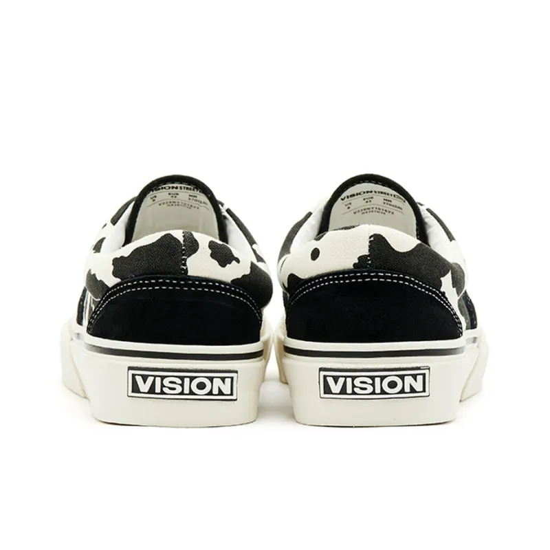 Vision Street Wear Trainers Plus Low Top Skateboard Shoes Unisex Black White Cow Pattern-4