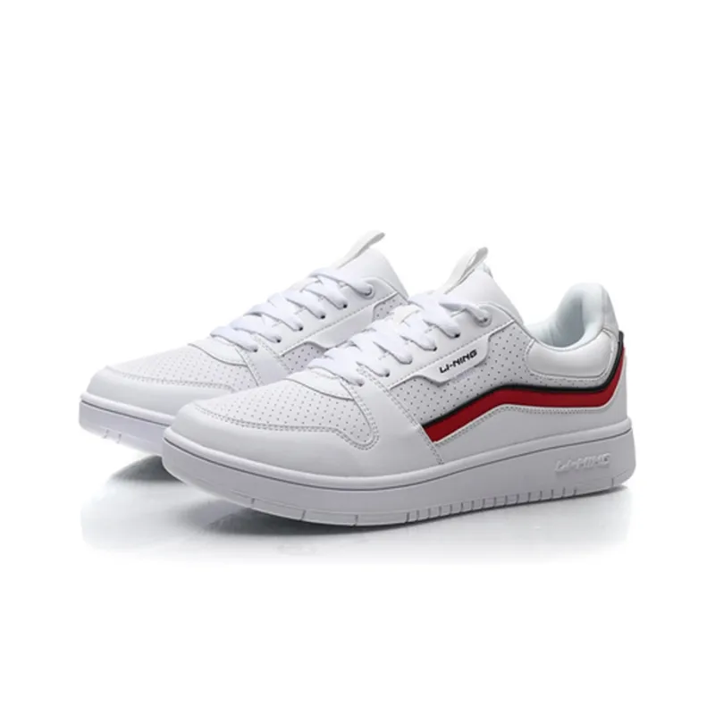 LiNing Anti Slip Wear Resistant Low Top Skateboard Shoes Men's White-2