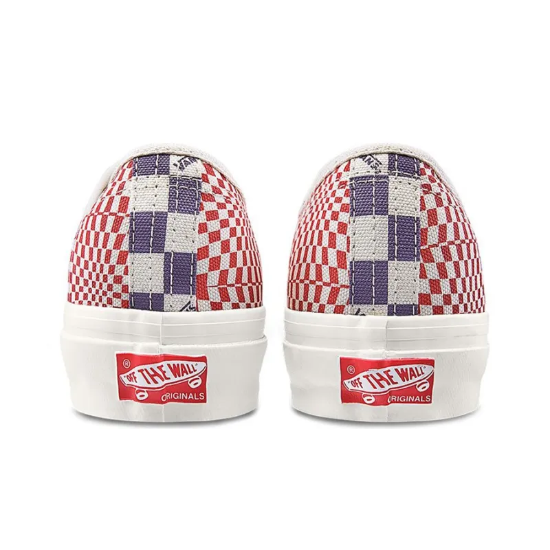 Vans Authentic Logo Check Violet Indigo Racing Red-4