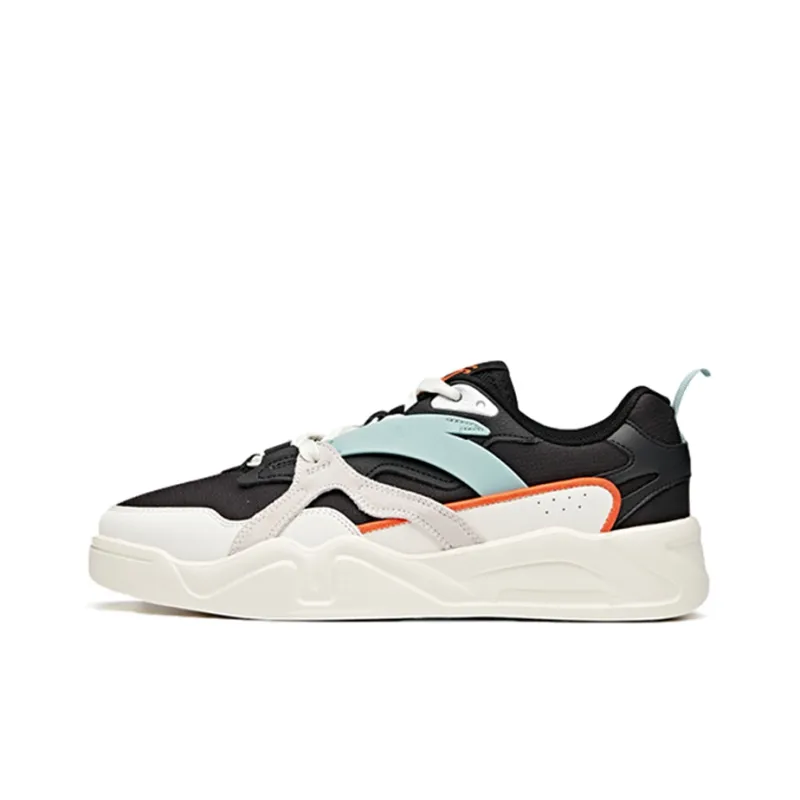 Anta Cushioning Anti Slip And Wear Resistant Low Top Skateboard Shoes Men's Black White Cyan-0